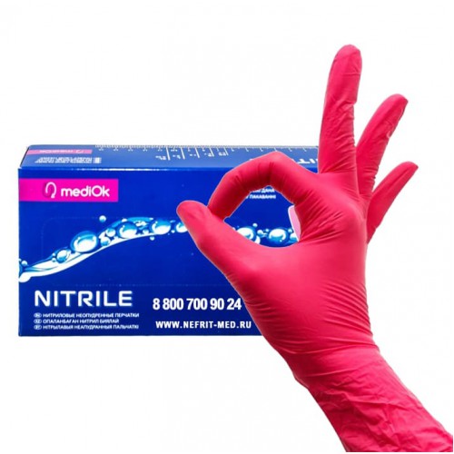 MediOK Перчатки нитриловые красные 50 пар