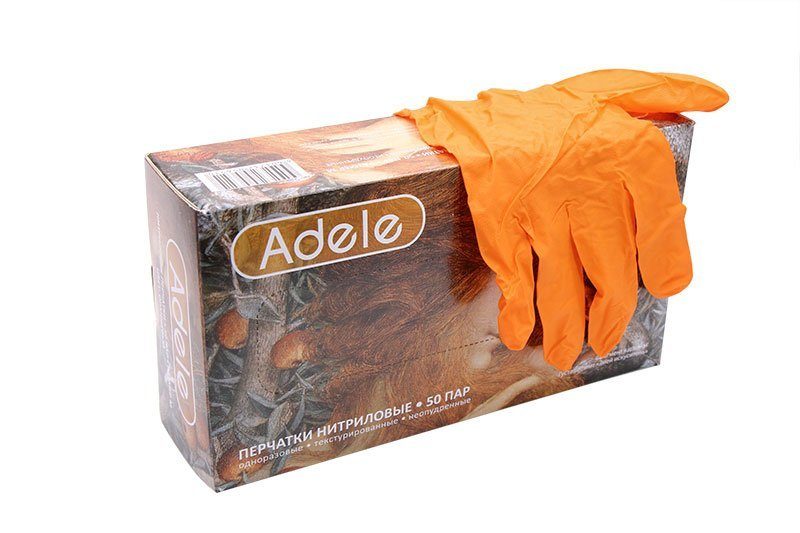 Adele Перчатки нитриловые оранжевые 50 пар