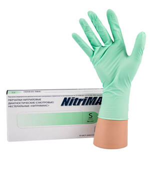 NitriMAX, перчатки, зелёные, 50 пар